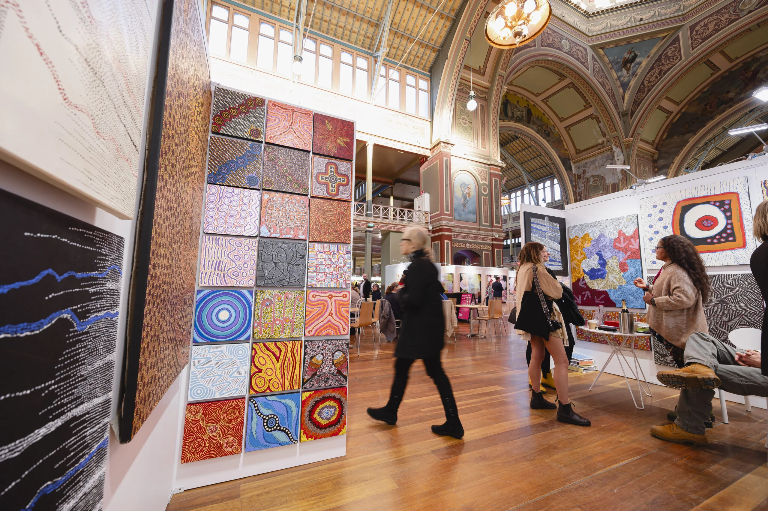 Image of Warlukurlangu Artist's booth at Melbourne 2024 fair 