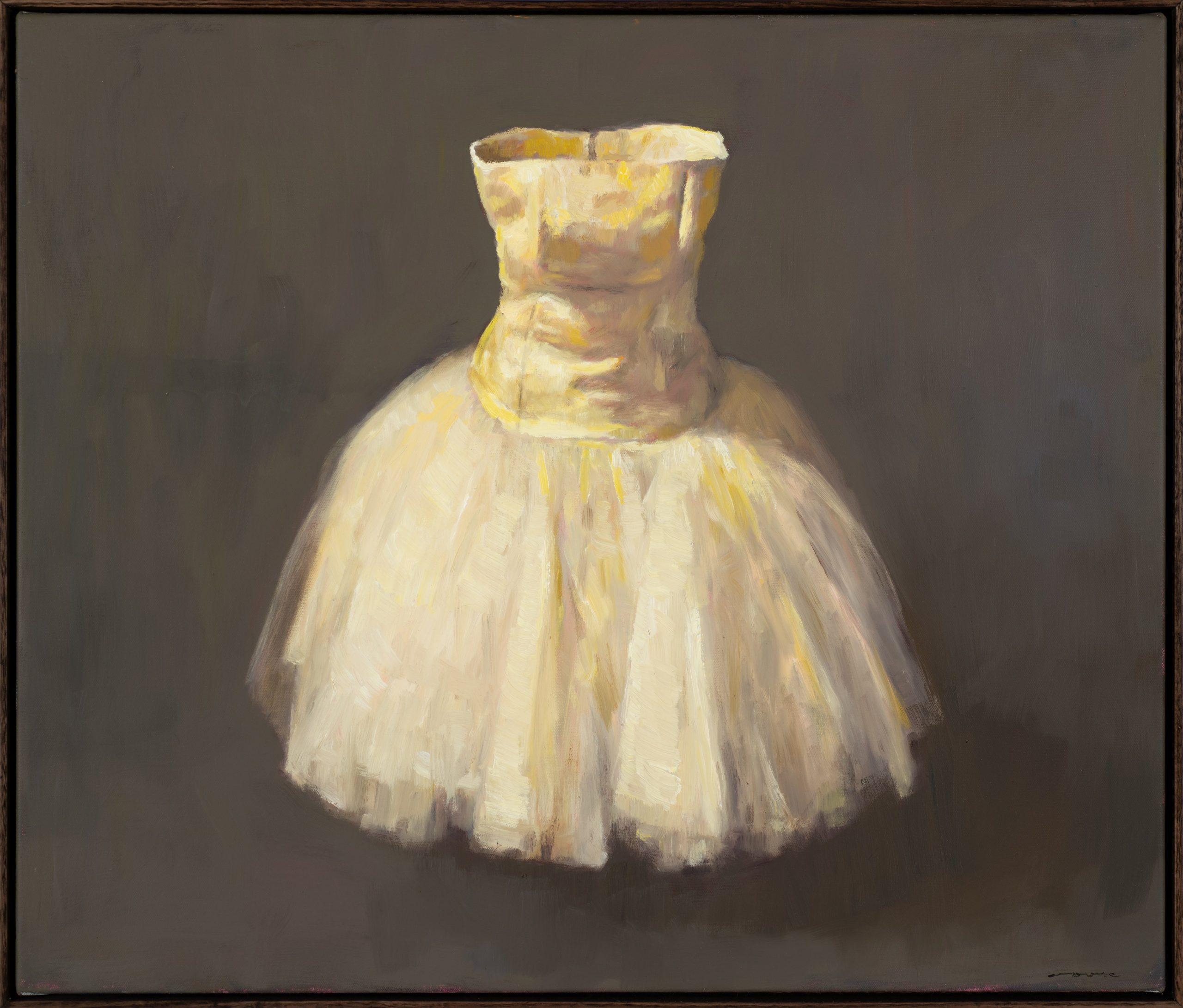 Still life Oil painting of womans white tutu dress 