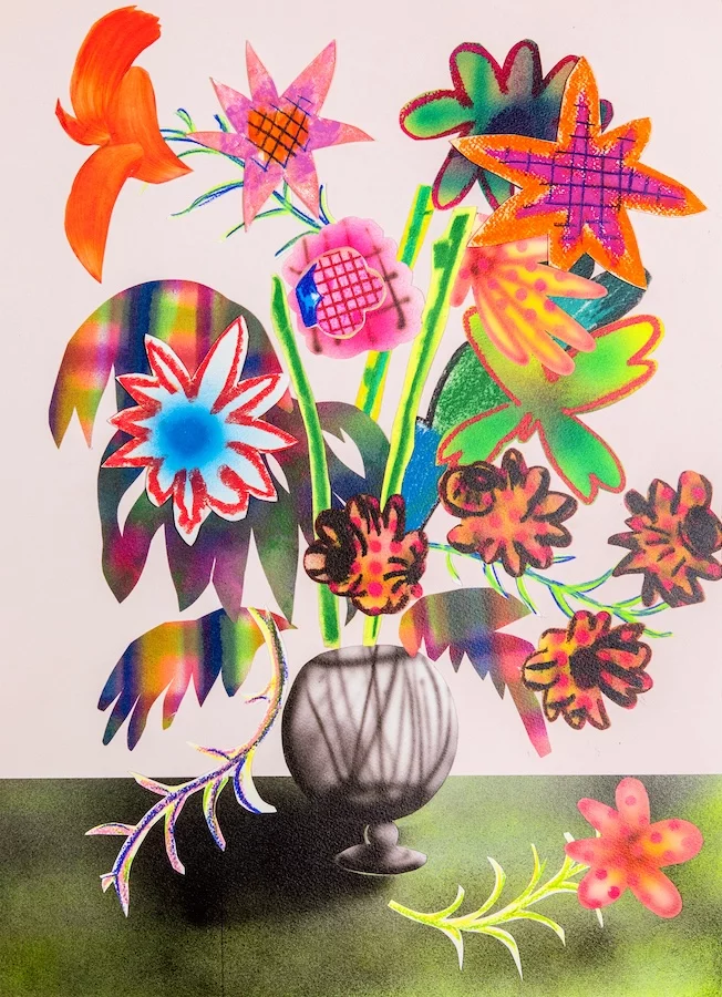 David Price, Paper Flowers (Wild), print with relief collage, £100 unframed, King & McGaw