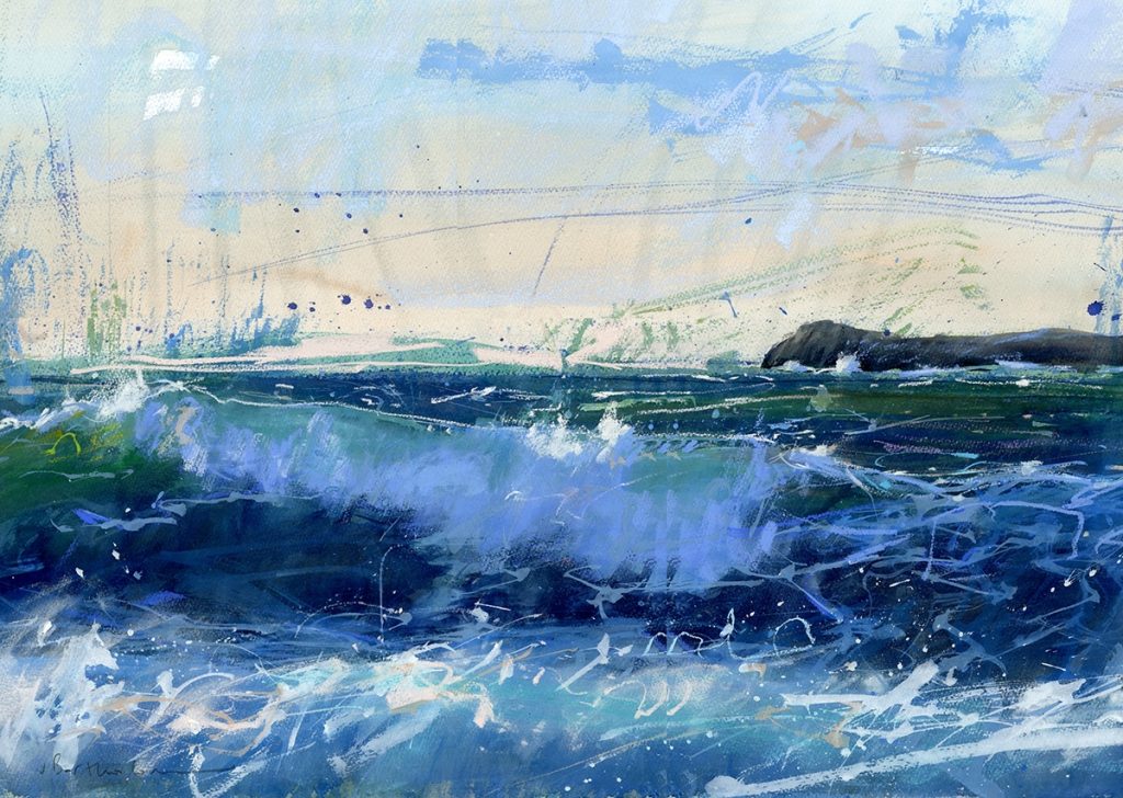 James Bartholomew, Big sea - an abstract seascape with rough waves and white foam. 