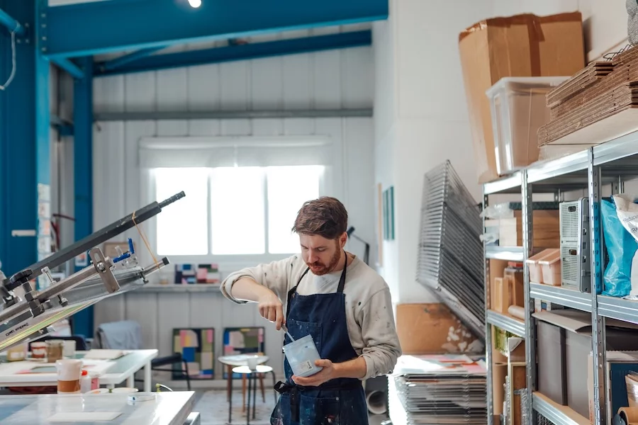 Jonathan Lawes in his studio, represented by Air Contemporay.