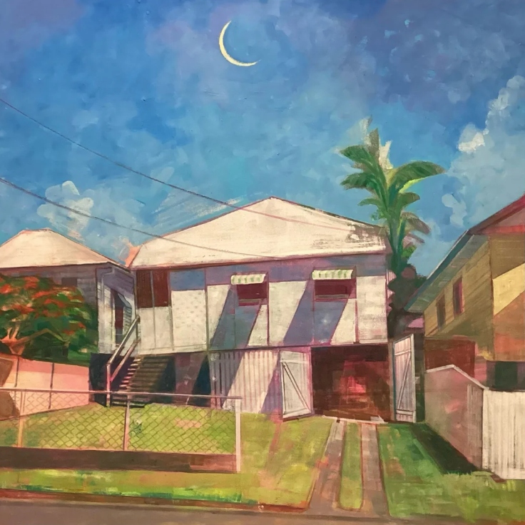 Nick Olsen, New Moon over Windsor Backyard, oil on canvas, 102x76cm, $3,600, Red Hill Gallery