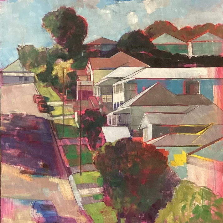 Nick Olsen, Sunny Side of the Road, oil on canvas, 51x61cm, $2,600, Red Hill Gallery