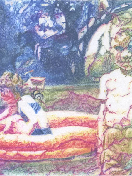 Anabelle Honeyman, Orange Pool, 2024, Watercolour on paper (Scanned closeup), 56x38cmDiscover: Young Talent, Affordable Art Fair Brisbane 2025